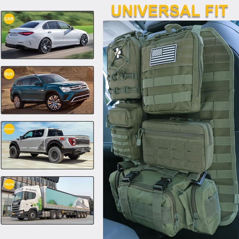 Jimikay Universal Tactical Seat ​Back Organizer Vehicle Molle Panel Organizer Storage Bag with 5 Detachable Molle Pouch for All Vehicel Such as Jeep,Truck,SUV, Car, Ford,Chevy etc - Image 2